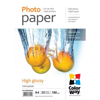 Papel fotográfico brillante Colorway PG180020A4 A4
