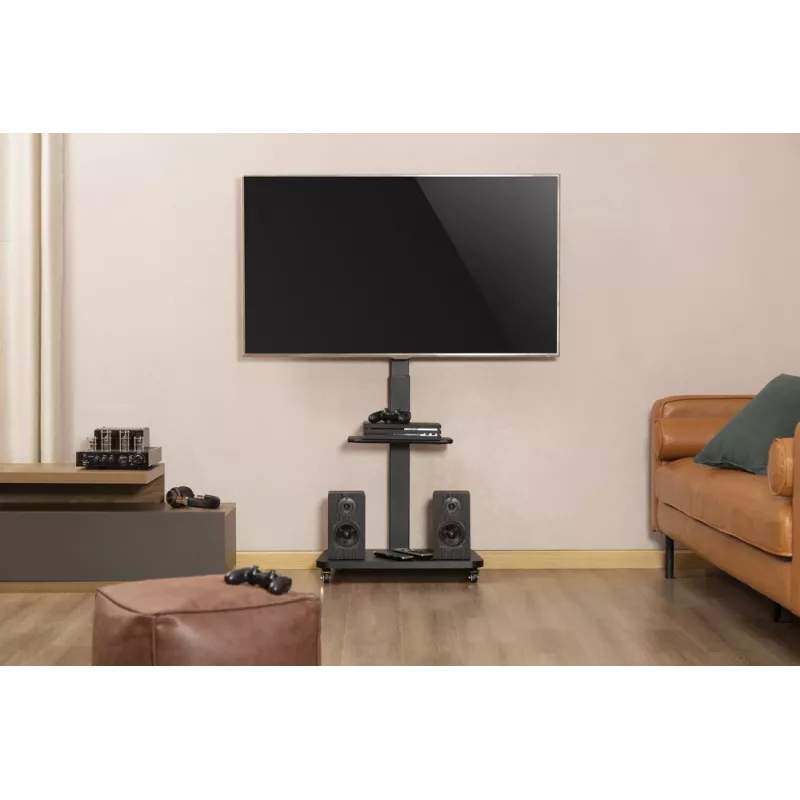 Soporte de suelo para TV Gembird TVS-75S-02 con ruedas, 37 - 75, negro