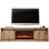 Mueble TV Cama Meble GRANERO con mueble de chimenea, roble Wotan, 2000×350×567 mm, 2 puertas, 2 estantes