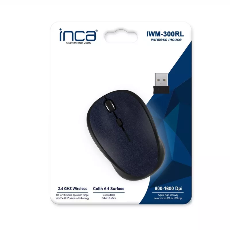 Cian Technology GmbH INCA ratón IWM-300RL Nano-USB inalámbrico 1600 DPI textil BL retail - ratón
