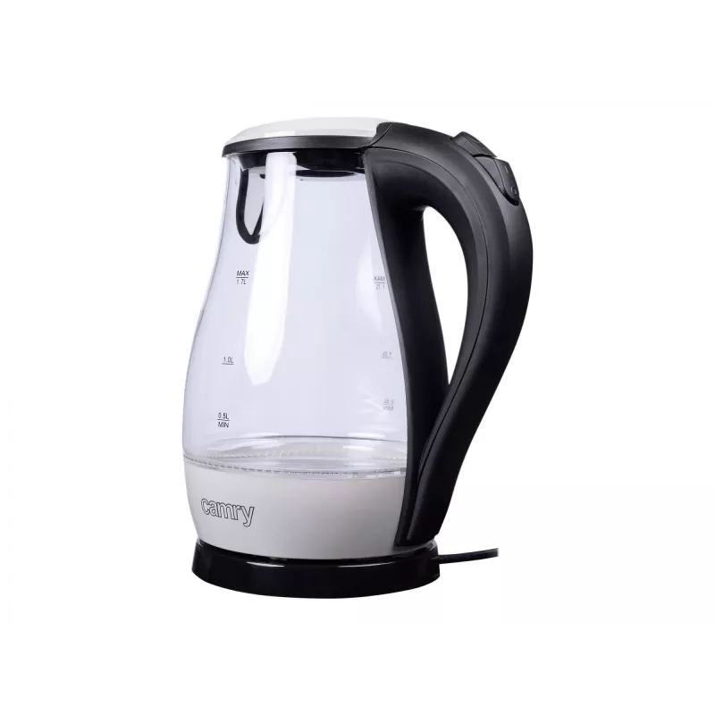 Camry | CR 1251 | Hervidor estándar | 2000 W | 1,7 L | Vidrio | Base giratoria 360° | Vidrio/Negro