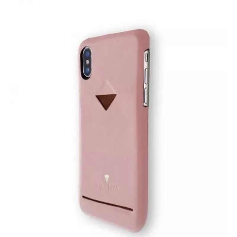 Funda trasera VixFox para iPhone XSMAX con compartimento para tarjetas, rosa