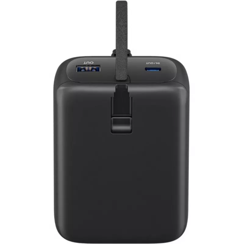 Batería externa 20.000 mAh, cable USB-C integrado de 13 cm, 30 vatios (negro, 20 Ah, 1x USB-A, 2x USB-C, PD, QC)