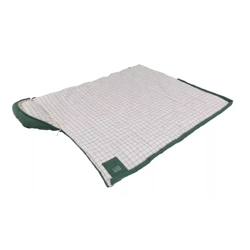 Saco de dormir Outwell Camper Prime semirrectangular 900×2350 mm, altura máxima del usuario 200 cm, algodón/poliéster, verde