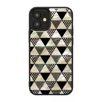 Funda protectora iKins para Apple iPhone 12 mini, textura de pirámides, negra