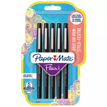 Rotulador Papermate Flair Original punta media negro 5 uds.