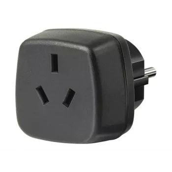 Adaptador de viaje AUS/CN > conector macho con toma de tierra, adaptador de enchufe negro