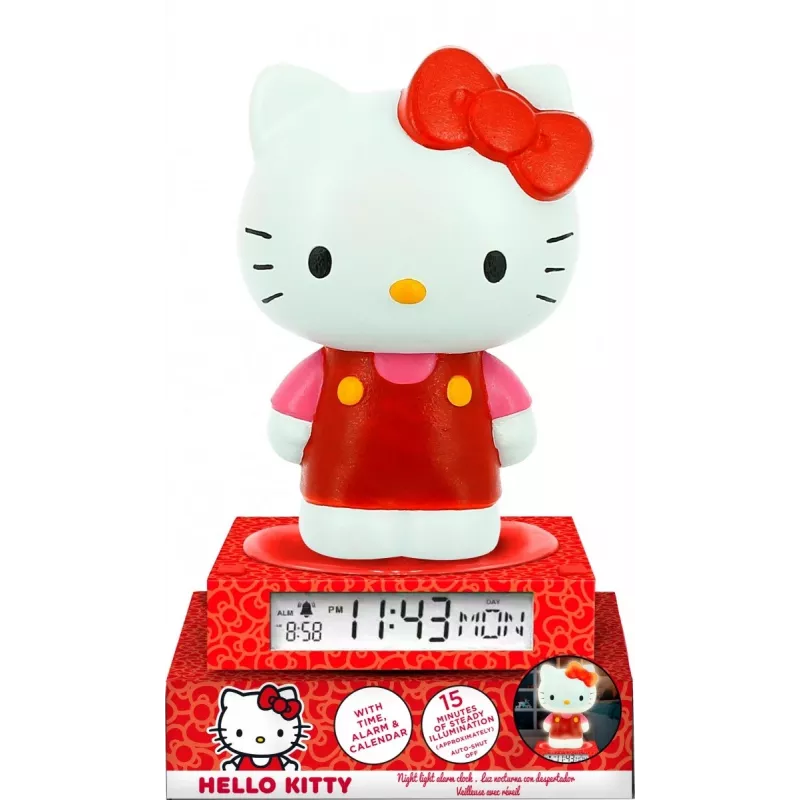 Lámpara de noche 3D Kids Euroswan HK50198 con diseño Hello Kitty y despertador integrado