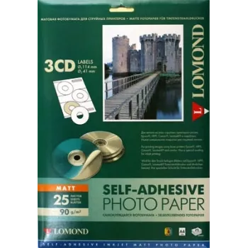 Papel fotográfico mate Lomond A4 25 hojas — autoadhesivo, para impresoras de inyección de tinta