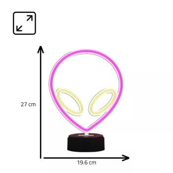 Lámpara de mesa MANTA SNL86PK Style Neon Lights UFO rosa – lámpara de neón decorativa en rosa
