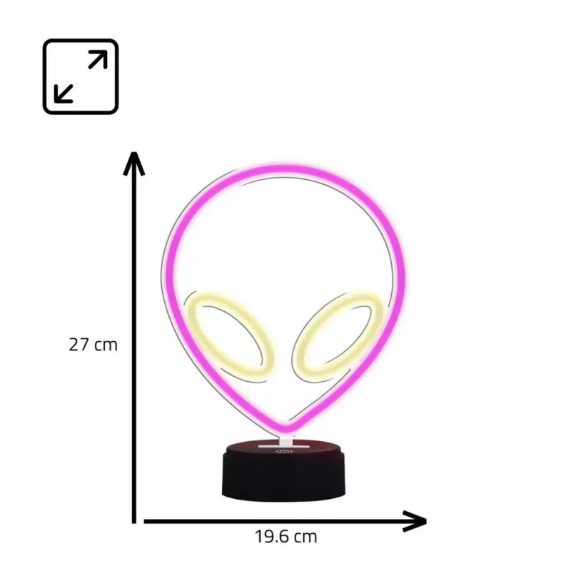 Lámpara de mesa MANTA SNL86PK Style Neon Lights UFO rosa – lámpara de neón decorativa en rosa