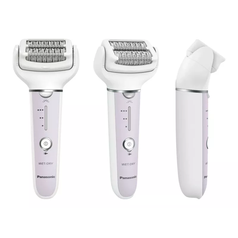 Depiladora Panasonic ES-EY30A – 60 pinzas, 3 velocidades, en húmedo y en seco, a pilas, blanco/lila