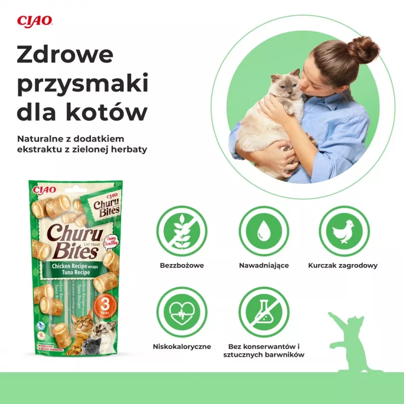 INABA Churu Bites atún con pollo - snacks para gatos - 3x10 g