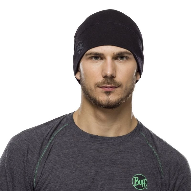 Gorro BUFF MERINO LIGHTWEIGHT BEANIE SOLID negro talla única gorro estándar