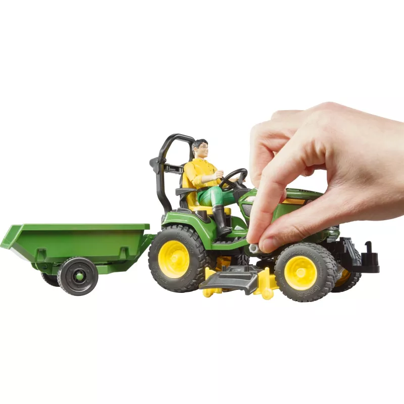 Bruder bworld John Deere cortacésped con asiento, vehículo de juguete a escala