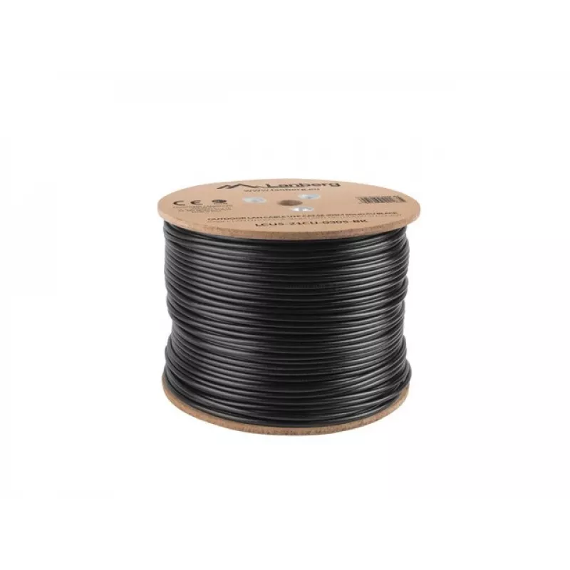 Cable de red LANBERG Cat5e U/UTP LCU5-21CU-0305-BK, 305 m, 24 AWG, funda PVC, negro