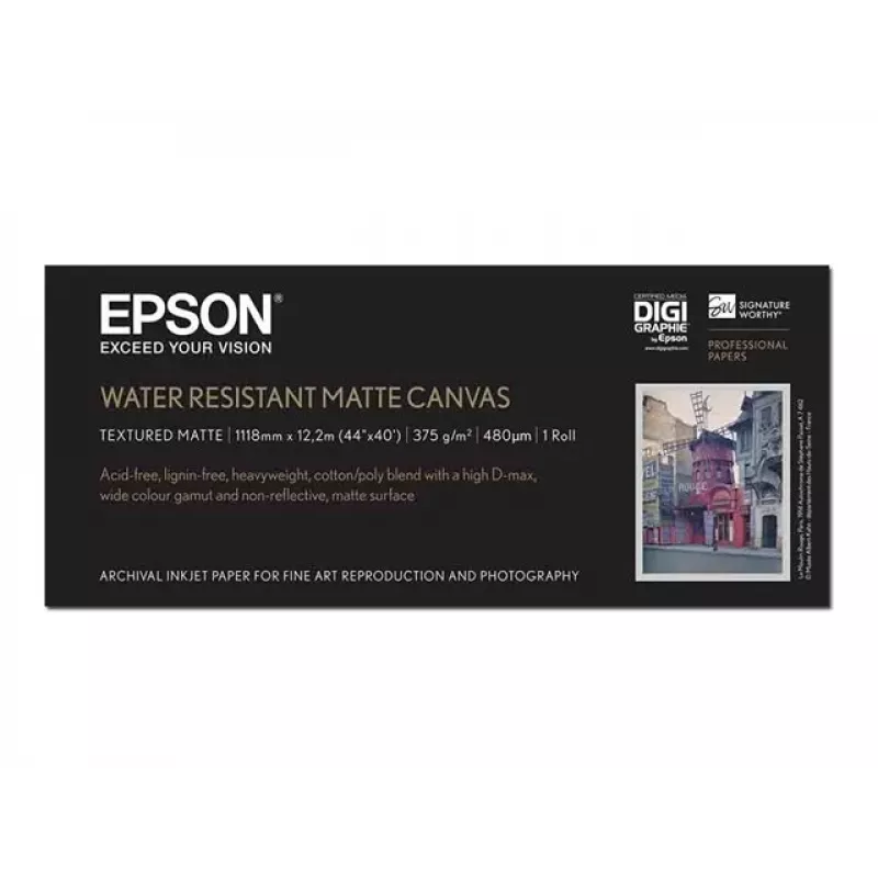Epson WaterResistant Matte Canvas Rollo, 44 inch x 12,2 m, 375 g/m²