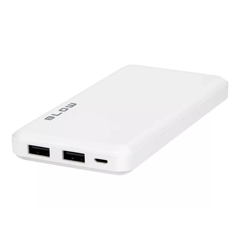 Blow PB10A batería externa 10000 mAh, 2x USB (1A + 2,1A), entrada micro USB, Li-Po, blanca