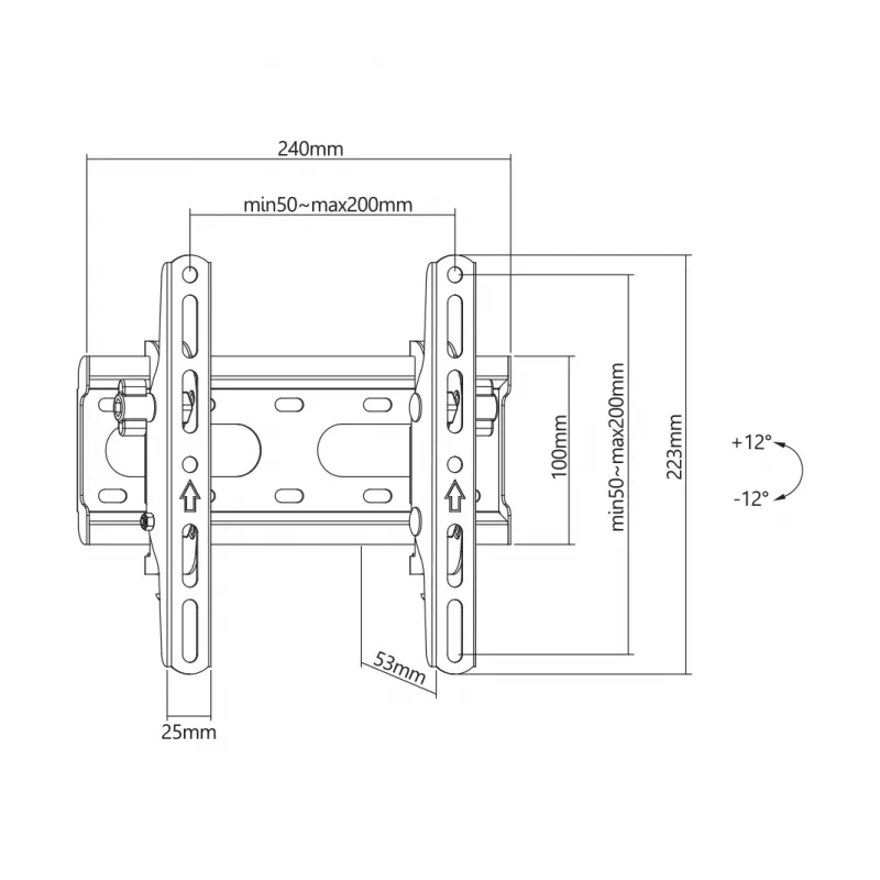 SBOX PLB-2522T-2 soporte de pared inclinable para TV, 23-43 pulgadas, 45 kg, VESA 200x200