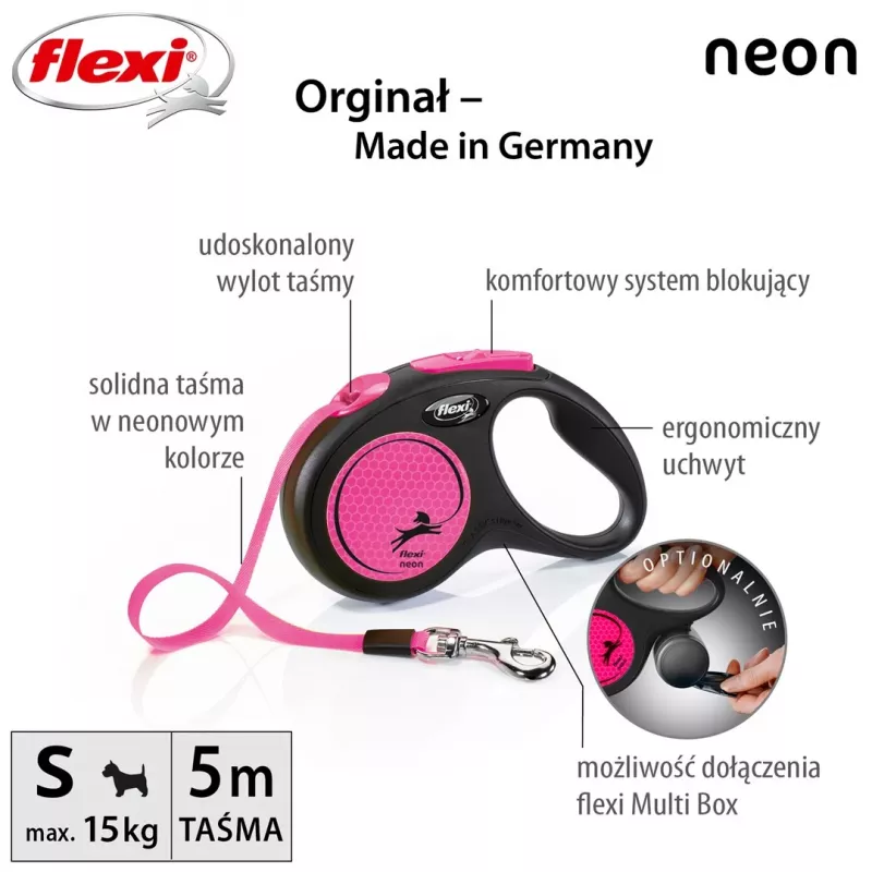 Flexi New Neon S 5 m Correa automática para perros