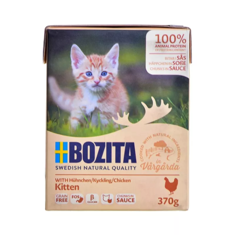 BOZITA Fresh Menu Kitten Trozos en salsa - Comida húmeda para gatos - 370g