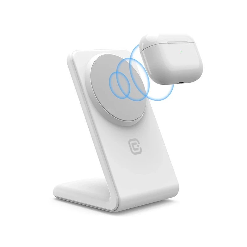 Cargador inalámbrico Crong CRG-MSS-WHT 10W carga rápida para dispositivos compatibles con Qi