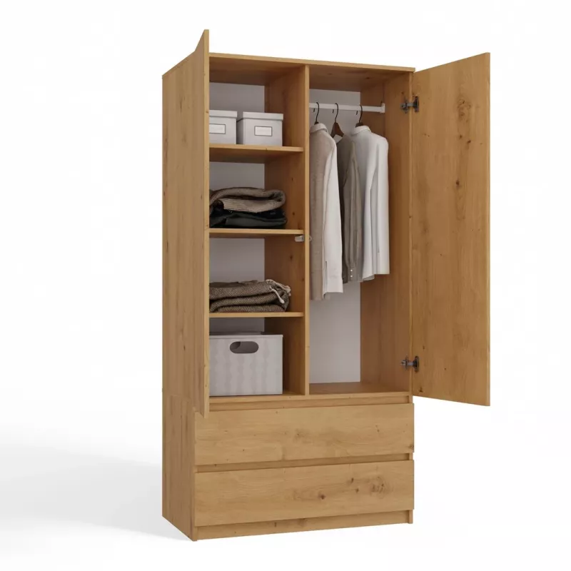 Topeshop SZAFA MALWA ART armario ropero de dormitorio 5 estantes 2 puerta(s) roble