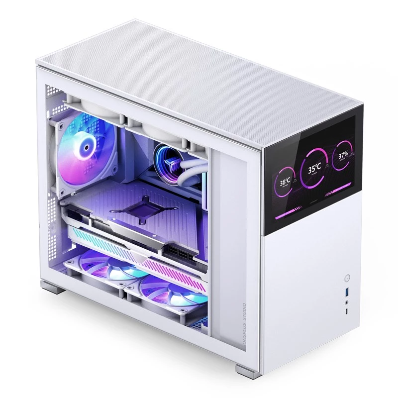 Jonsbo D31 Screen caja de PC Micro-ATX, cristal templado, blanca