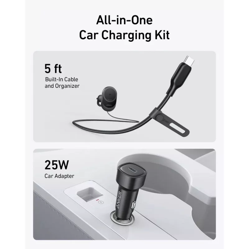Cargador magnético inalámbrico para coche Anker MagGo 15W — Carga rápida magnética Qi de 15W para smartphones, Negro