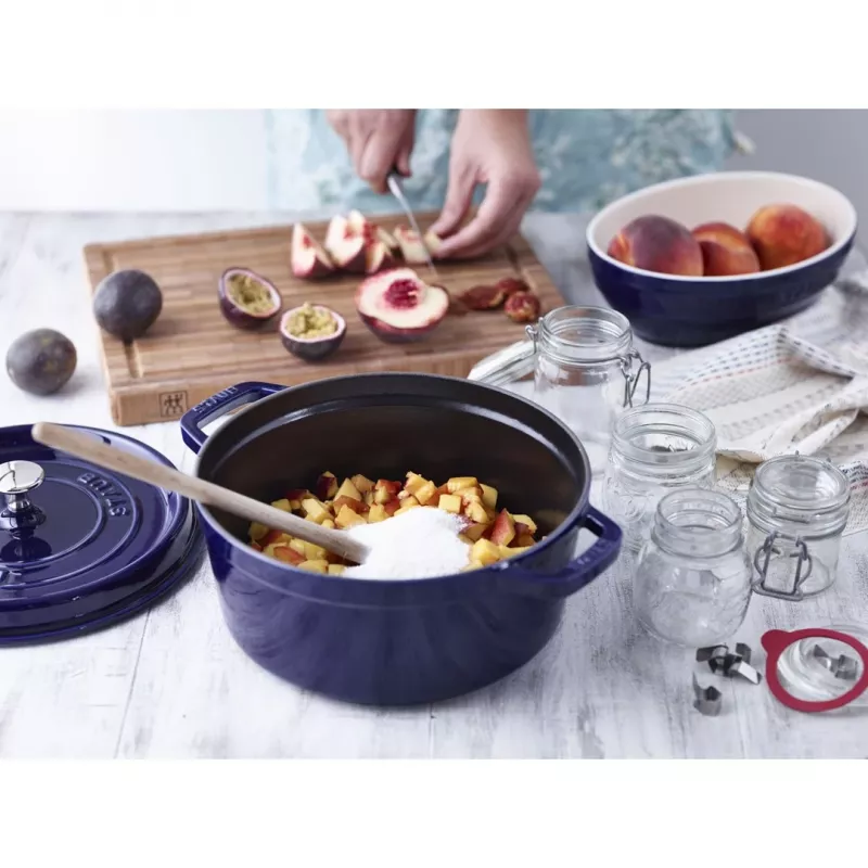 Cocotte redonda de hierro fundido Staub 24 cm Azul oscuro