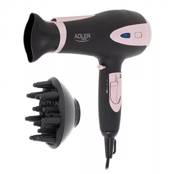 Adler | Secador de pelo | AD 2248b ION | 2200 W | Número de ajustes de temperatura 3 | Función de iones | Boquilla difusora | Negro/rosa