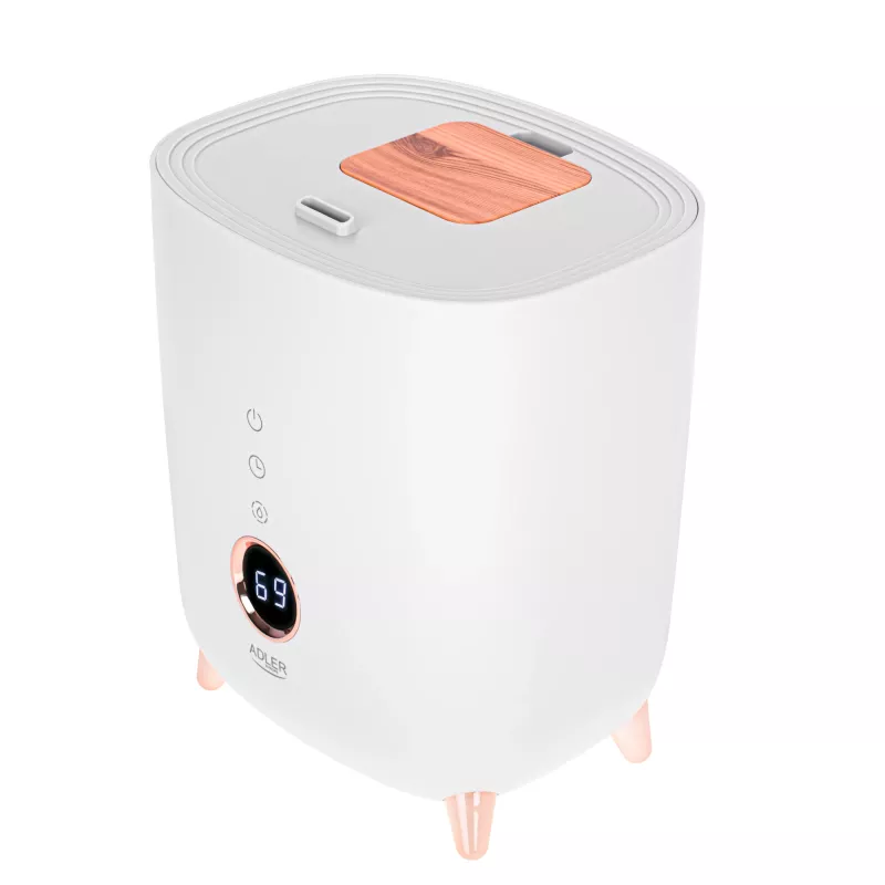 Humidificador ultrasónico Adler AD 7972 — depósito de 4 L, 300 ml/h, hasta 35 m², 23 W, blanco