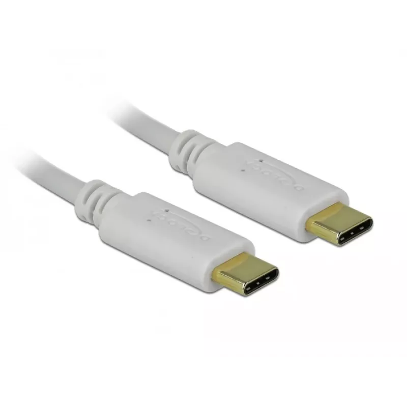 Delock - Cable USB-C/alimentación - Conector macho USB-C de 24 contactos a conector macho USB-C de 24 contactos - 5 A - 15 cm - Alimentación USB (100 W), compatible con Power Delivery 2.0 - Blanco (85357)