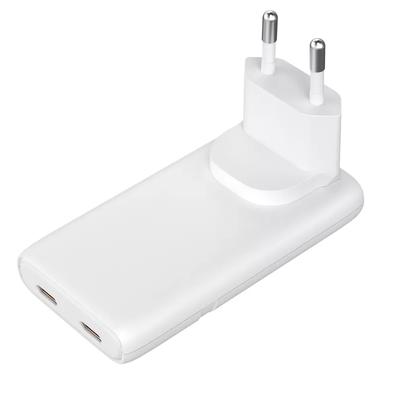 Akyga AK-CH-32 cargador USB-C GaN plano 65 W, 2 x USB-C PD, blanco