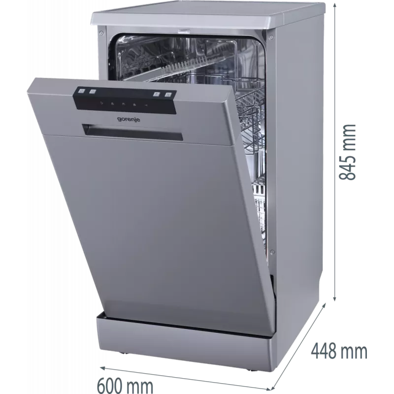 Gorenje GS522E10S Lavavajillas, E, de libre instalación, ancho 45 cm, número de cubiertos 10, gris