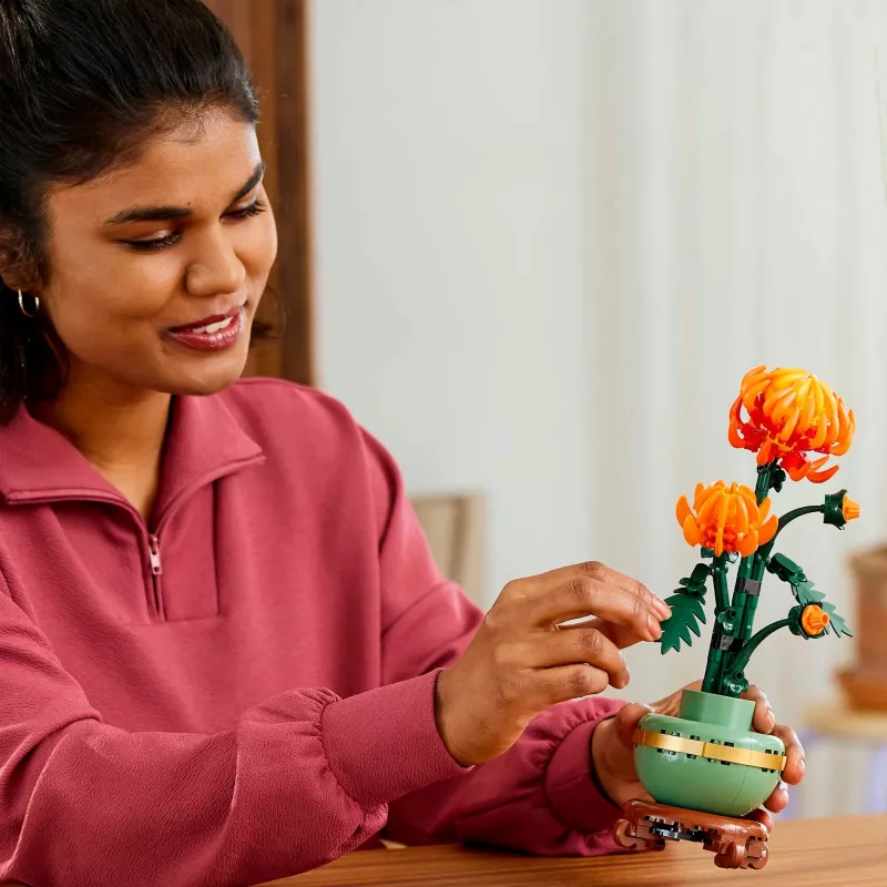 LEGO Icons set de construcción de flores de crisantemo, set creativo de modelismo para adultos para construir una planta artificial, regalo para mujeres hombres ella o él decoración para casa oficina