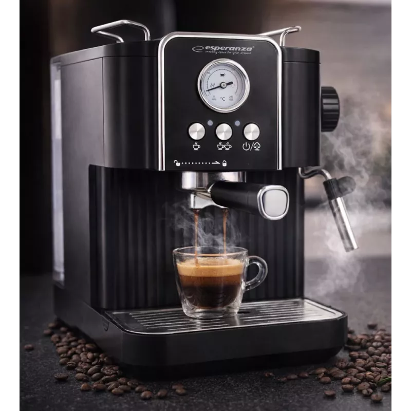Cafetera de espresso ESPERANZA EKC010 — depósito de agua de 1,8 L, 850 W, 20 bar, espumador de leche integrado