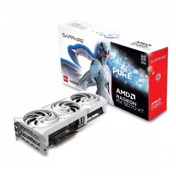 Tarjeta gráfica Sapphire Radeon RX 9070 XT — 16 GB GDDR6, PCIe 5.0, 256 bits, 320 mm, 3 ranuras, blanco