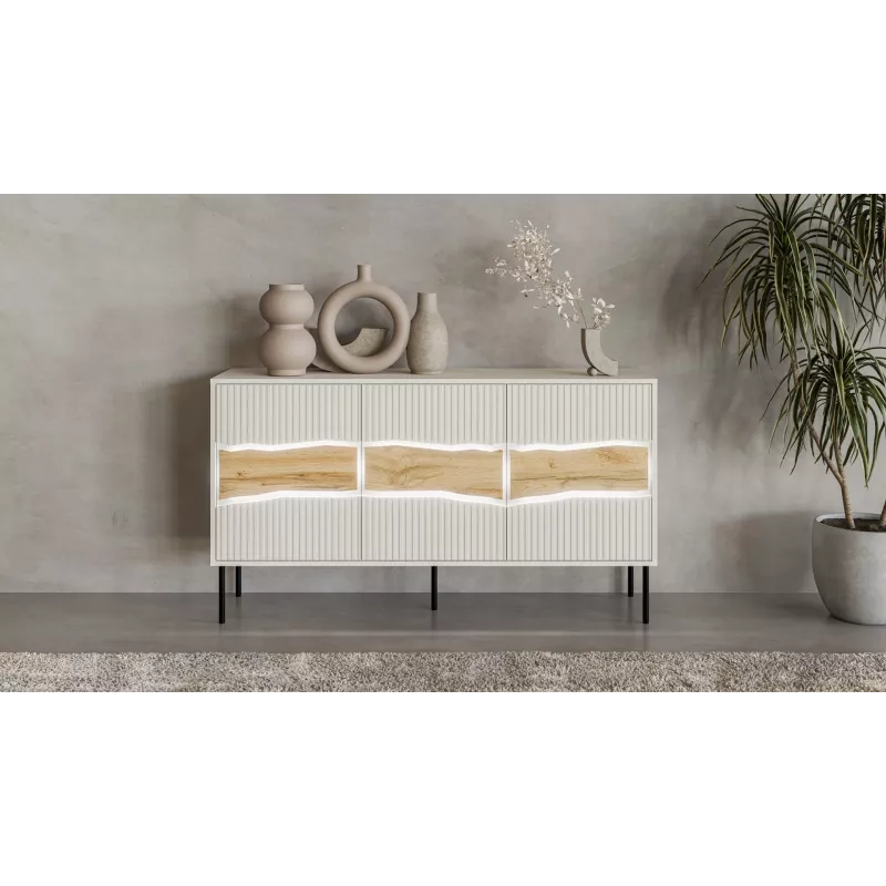 Cómoda Cama Meble INSERTO 3D 143,5×40×80 cm — acabado cashmere con LED