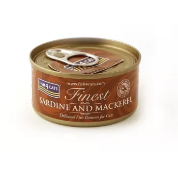 Comida húmeda para gatos FISH4DOGS Sardina y caballa bolsa 70 g, sabor a pescado, gatos adultos, proteína 12%, humedad 85%