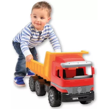 Camión volquete de juguete Lena Actros 62 cm single brown cart