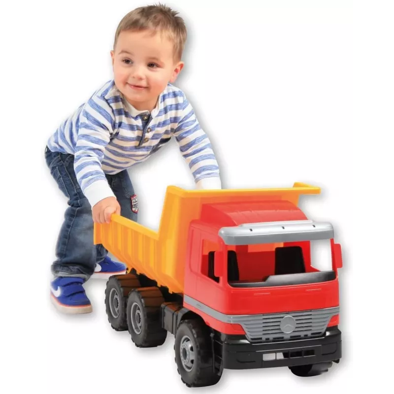 Camión volquete de juguete Lena Actros 62 cm single brown cart