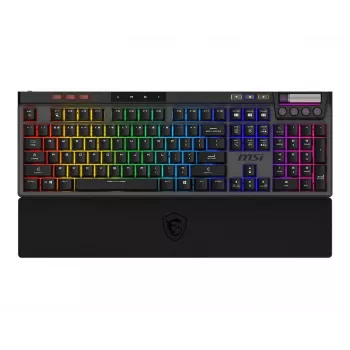 Teclado gaming mecánico MSI Strike Pro W Silent distribución US iluminación RGB, con cable, interruptores táctiles Silent