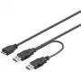 Cable USB 3.0 Dual Power SuperSpeed Wentronic Goobay, negro, 0,3 m - conector macho USB 3.0 (Type-A), conector macho USB 3.0 (Type-A) > conector macho USB 3.0 Micro (Type-B) (95746)