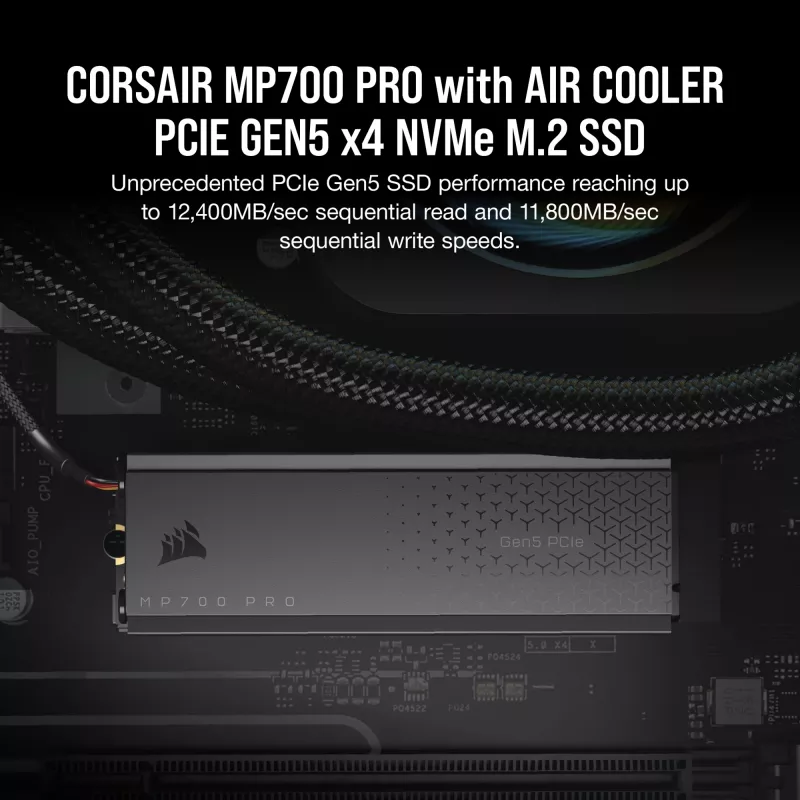 CORSAIR MP700 PRO - SSD - 1TB - interno - M.2 2280 - PCI Express 5,0 x4 (NVMe) - AES de 256 bits (CSSD-F1000GBMP700PRO)