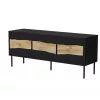 Mueble TV cama meble INSERTO 3D 143,5x40x61,5 cm negro con LED, parte superior de aglomerado