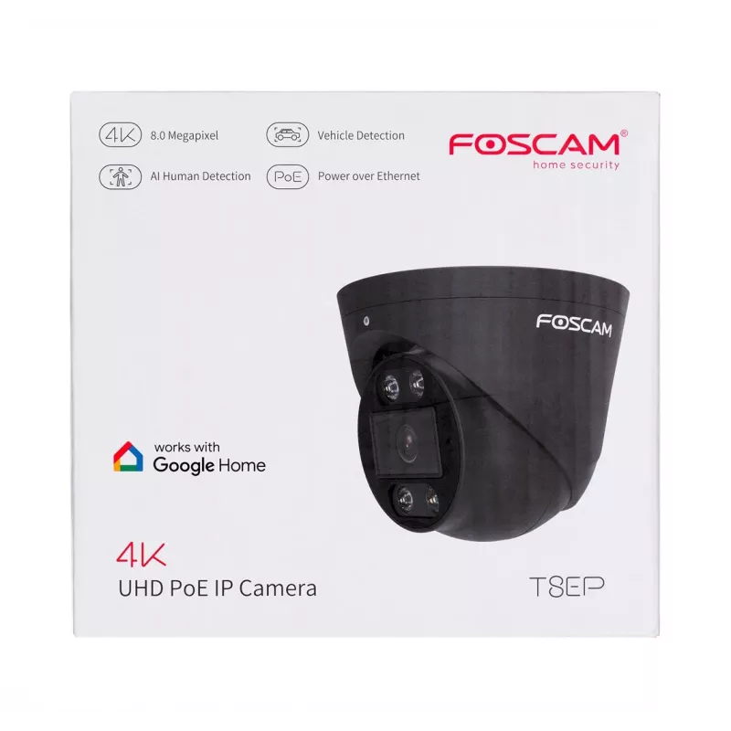 Cámara IP POE FOSCAM T8EP 8MP negra