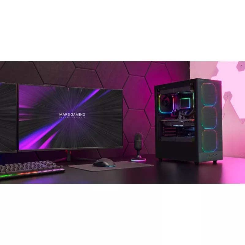 Caja de PC TACENS MARS MC-NEBULA Midi Tower con cristal templado, cuatro ventiladores aRGB de 120 mm, compatible con ATX, GPU hasta 30,2 cm
