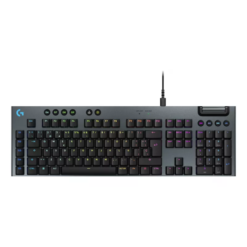 Teclado mecánico gaming con cable Logitech G915 X negro con iluminación RGB