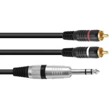 Cable adaptador estéreo Omnitronic 2x RCA (cinch) a 2x RCA, 1,5 m de longitud, modelo 30225223